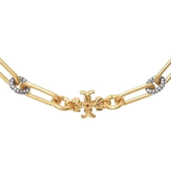 TORY BURCH ROXANNE CHAIN PAVÉ CHUNKY NECKLACE - Picture 3 of 6